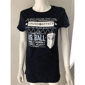 NWT Doctor Who Men's T- Shirt Slim Fit Navy Blue Short Sleeve Round Neck Size S